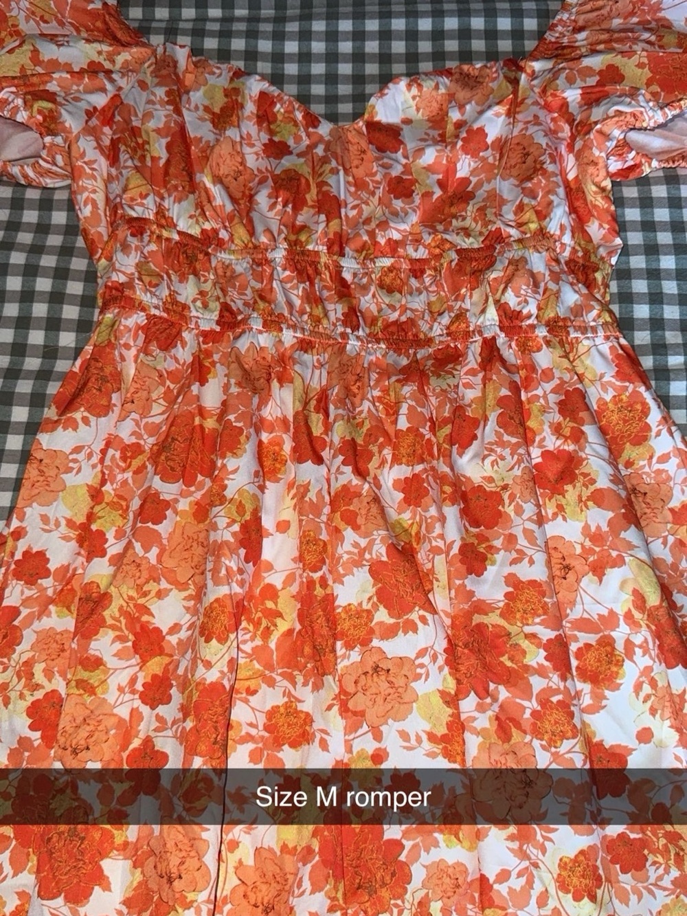 Orange Floral Off-Shoulder Romper